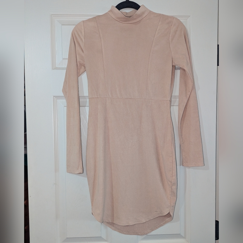 Faux Suede Long Sleeve Dress